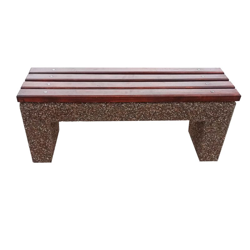 Banca din beton si piatra de rau, sezut din lemn de brad – 120x49x35 cm