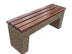 Banca din beton si piatra de rau, sezut din lemn de brad – 120x49x35 cm